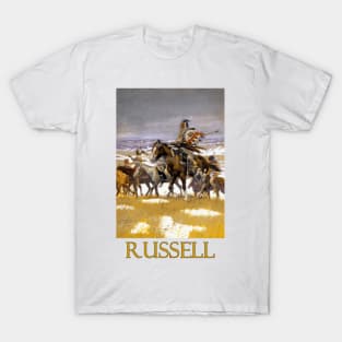 Crow Scouts in Winter - Western Art by Charles M. Russell T-Shirt